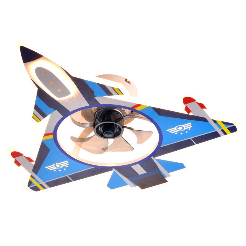 Flugzeugform -Form -Jungen -Zimmer Leuchte Leuchte Metall Cartoon LED Semi Flush Deckenleuchte in Blau
