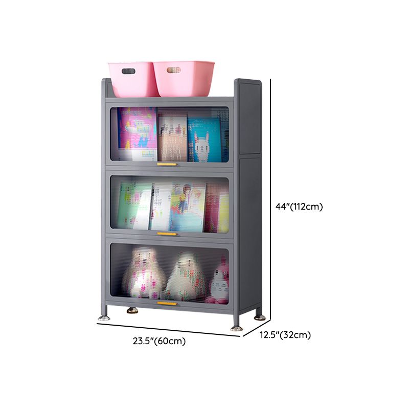 Metal Closed Back Bookcase Standard Glam Bookshelf with Cabinets