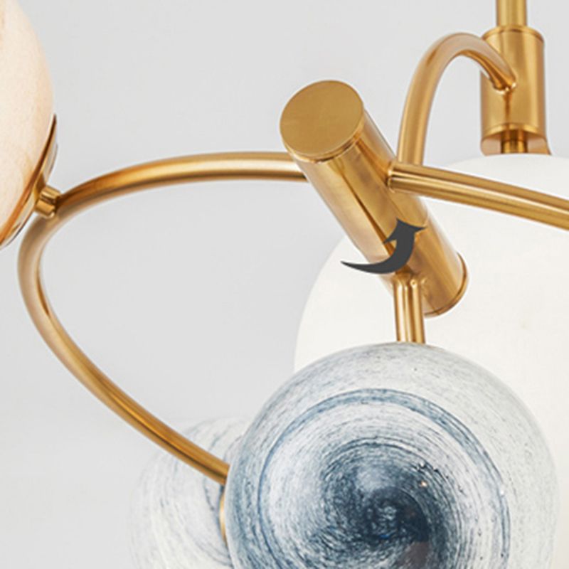 Modern Style Spherical Shape Chandelier Lights Glass Hanging Lights in Gold