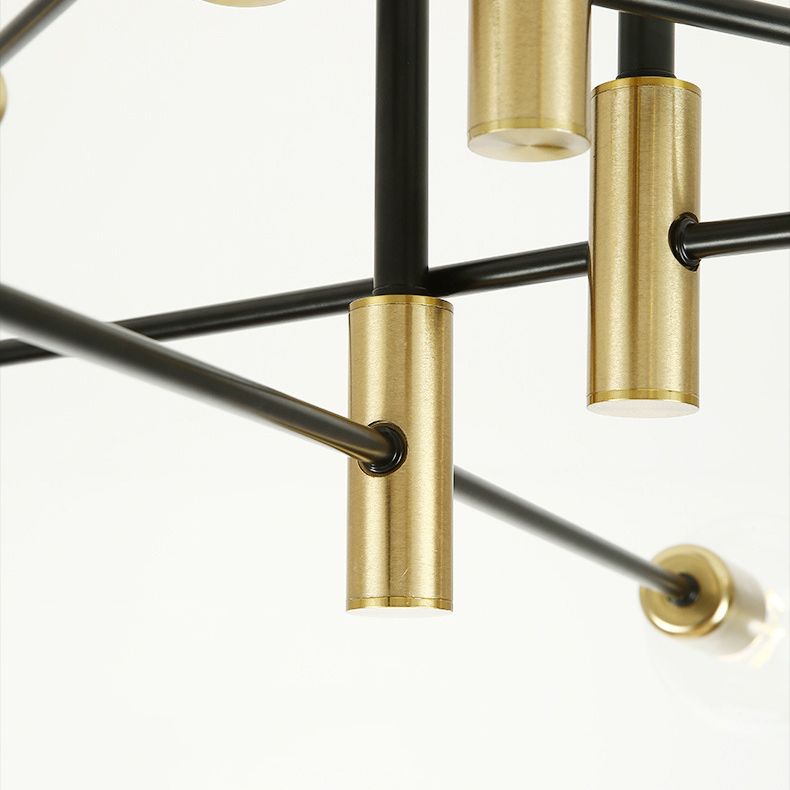 Zwart metalen hangende kroonluchter licht modern glazen schaduw plafond kroonluchter voor woonkamer