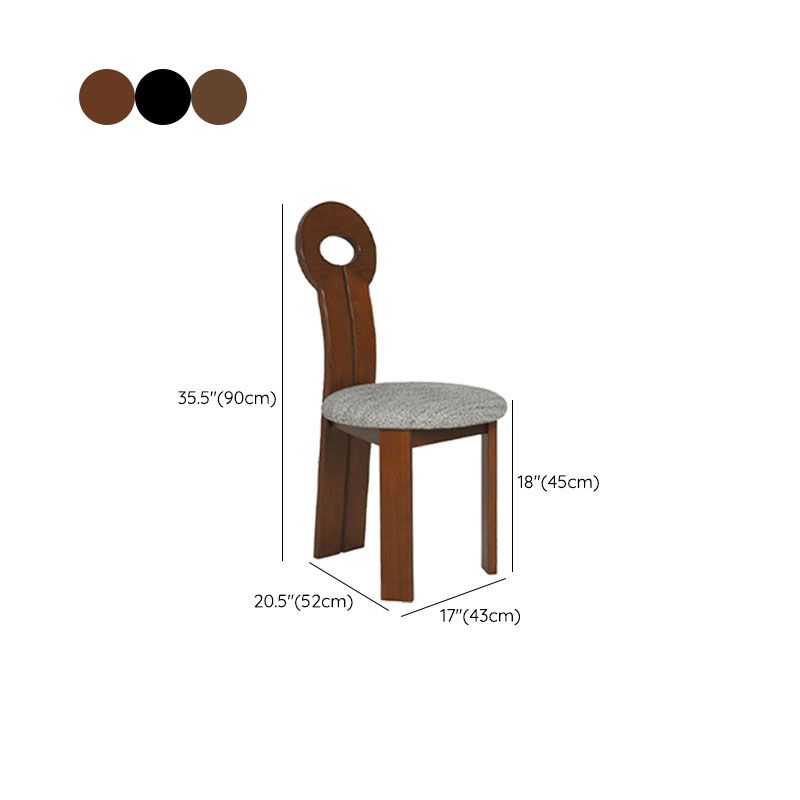 Solid Wood Frame Side Chair Slat Back Side Chair with Linen Upholstered