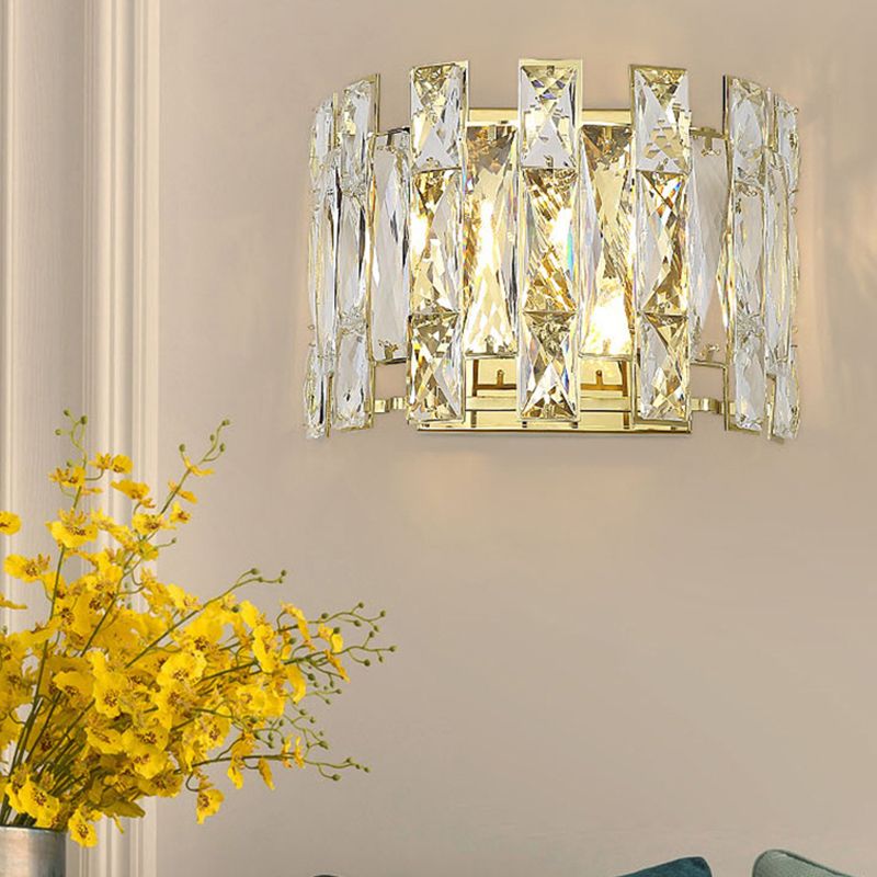 Clear Crystal Half Cilindri Sconce tradizionale 2 teste LED Apparecchiatura a parete LED, 7,5 "/10" W