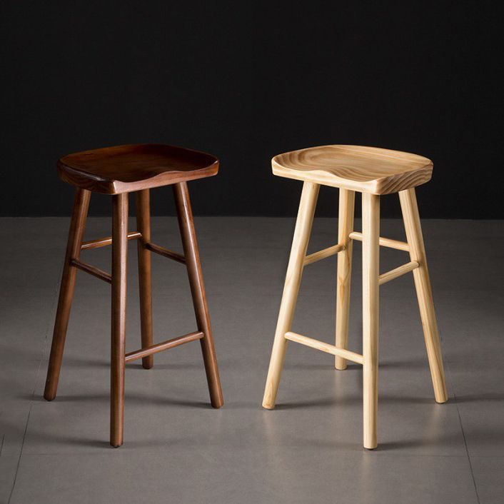 Contemporary Wood Barstool Wood Counter Stool in Matte Finish for Indoor