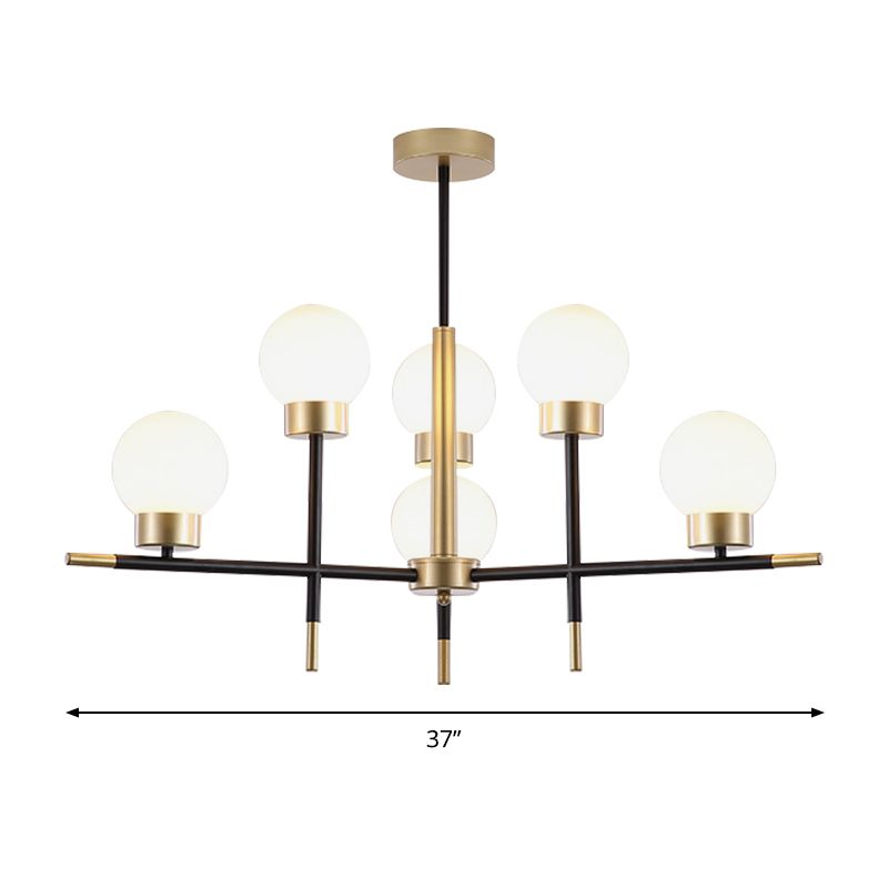 Dormitorio para adultos Modo Candelier Metal Moder Modern Spension Light con sombra de vidrio transparente/blanco