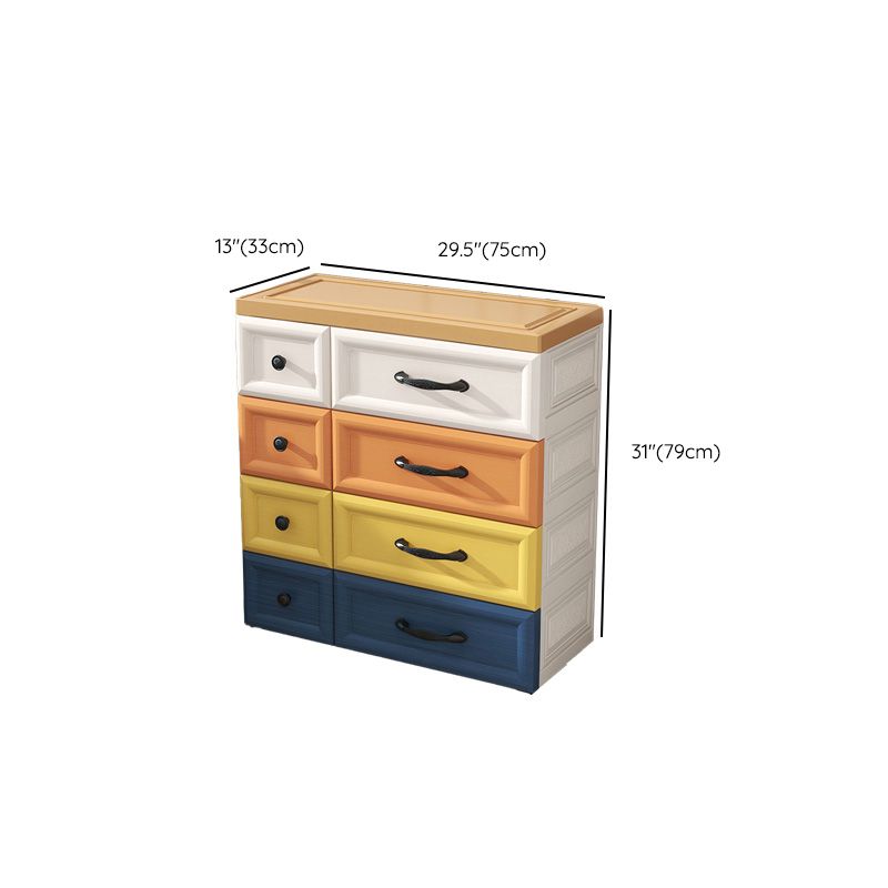 Ultra Modern Plastic Kids Nightstand with Drawers and Legs for Bedroom