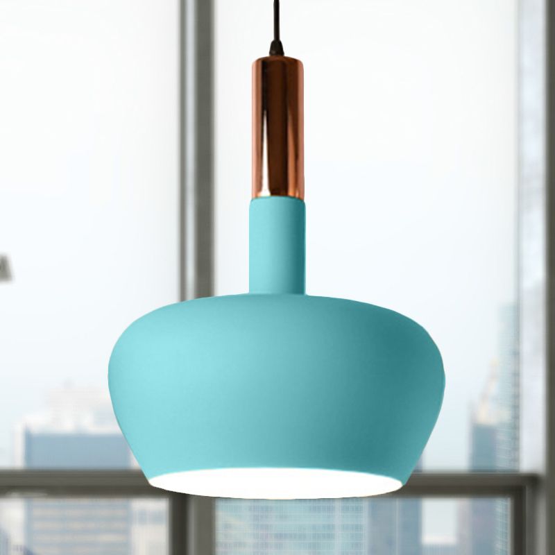 Wine Glass Metal Hanging Pendant Light Modernism 1 Light Blue/Pink/Yellow Suspension Pendant