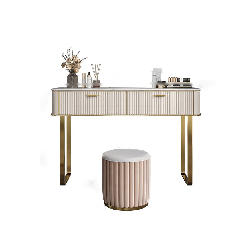 Glam Slate Top Make-up Vanity Wooden Vanity Dressing Table Set with 2 Drawers