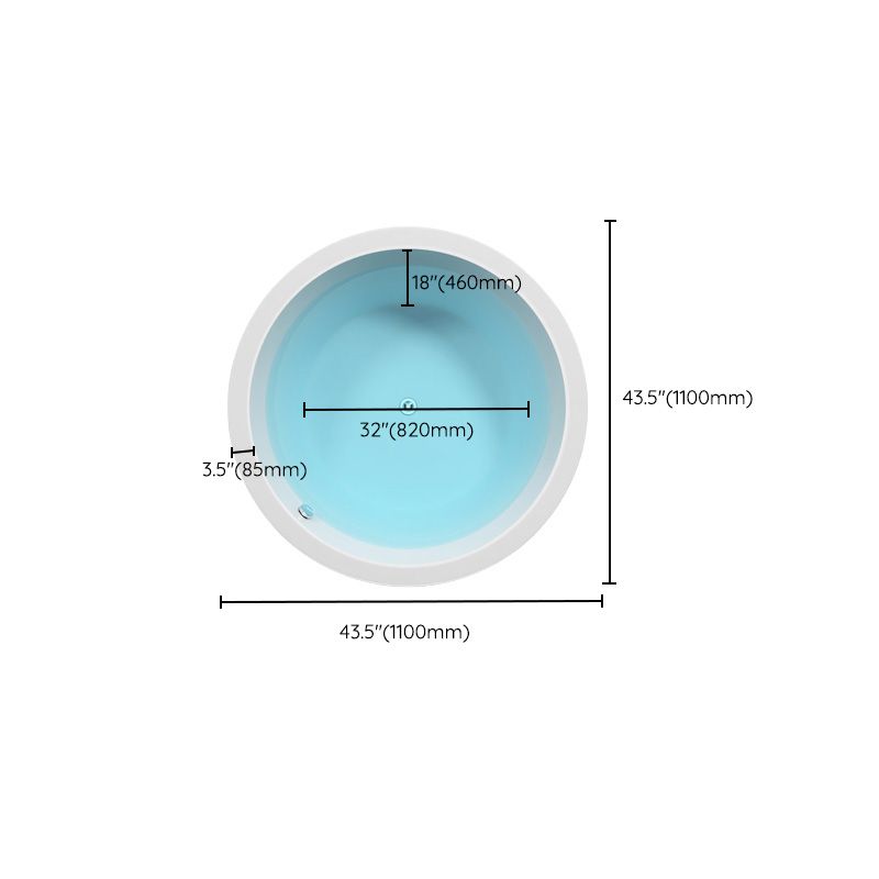 Modern Round White Acrylic Bathtub Embedded Bathtub with Drain and Massage Device