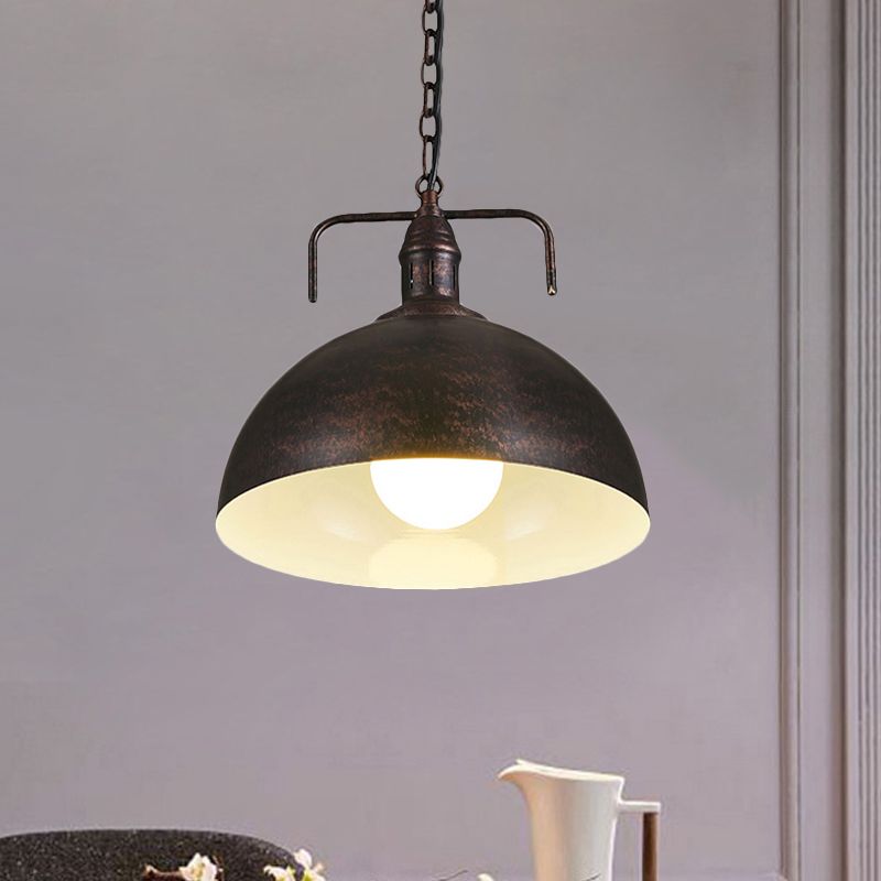 12 "/16" W ciotola soggiorno illuminazione a sospensione industriale Metallico 1 Finitura appesa rossa/gialla leggera/ruggine