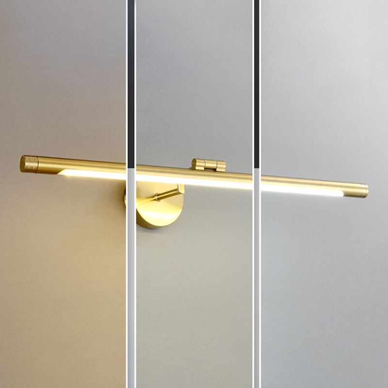 Lineare Wandleuchtenbeleuchtung modernes Metall 1 Leichtes Leuchten in Gold für Badezimmer