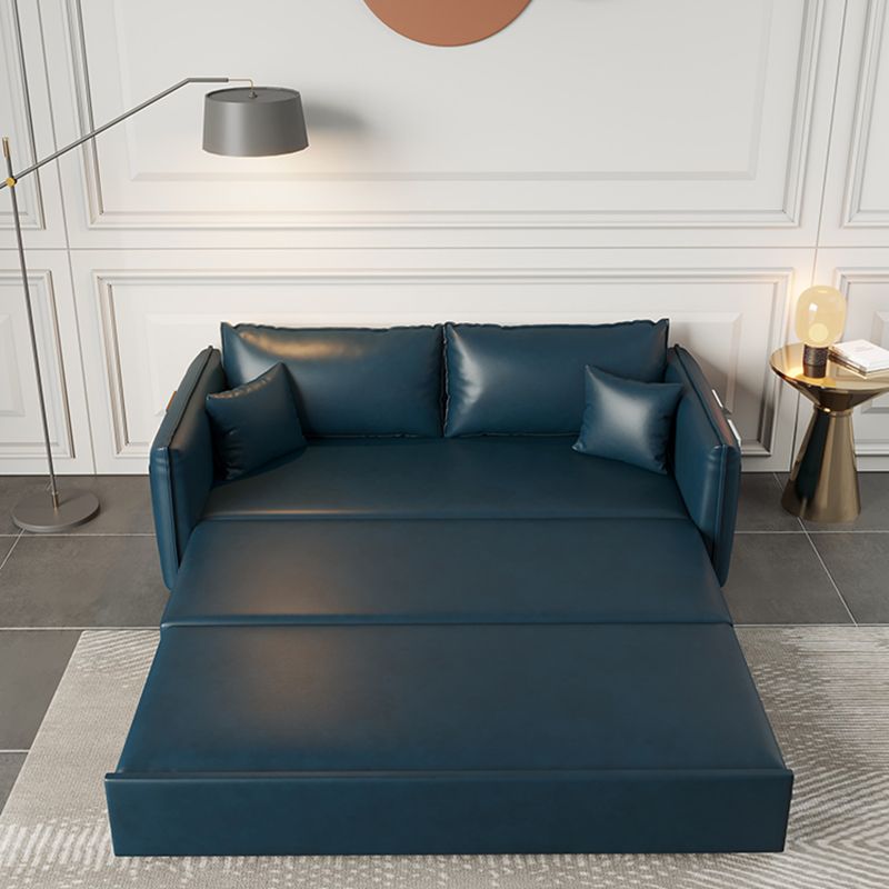 Modern Pillow Back Sleeper Sofa Blue Futon Sleeper Sofa Bed with Storage