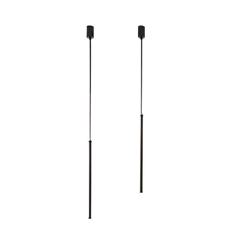 Modern Simple Style LED Line Hanging Pendant 1 Light Hanging Ceiling Light in Black for Hotel