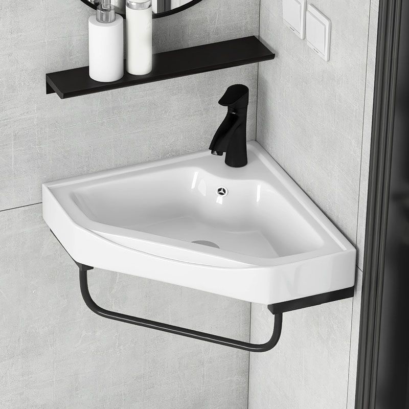Contemporary Bathroom Sink with Pop-Up Drain Resin Specialty Wall Mount Bathroom Sink