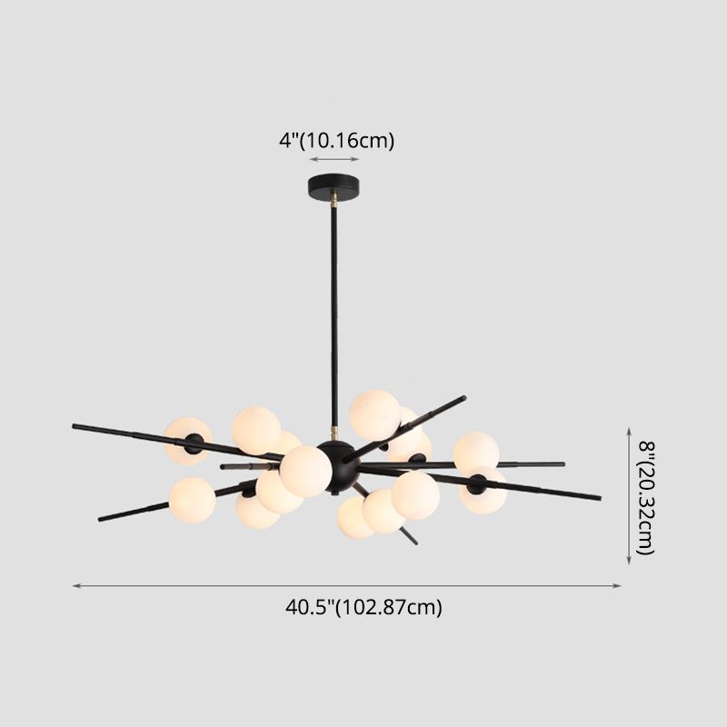 Modern Starburst Hanging Chandelier Light Opal Glass Shade Ceiling Chandelier for Living Room
