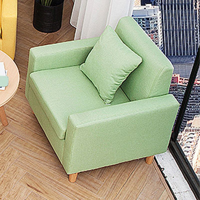 27.5"Wide Faux Leather/Linen Blend Tight Back Arm Chair with Basic Four Legs