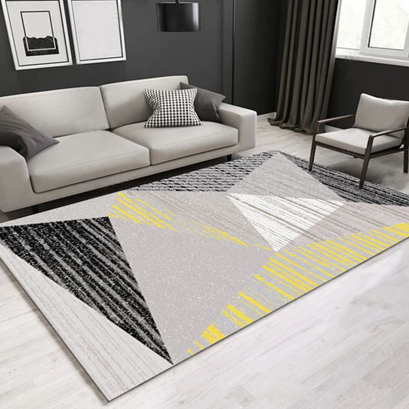 Dekorativer mehrfarbiger zeitgenössischer Teppich aus Synthetik mit geometrischem 3D-Muster, waschbarer, haustierfreundlicher, rutschfester Teppich für das Wohnzimmer