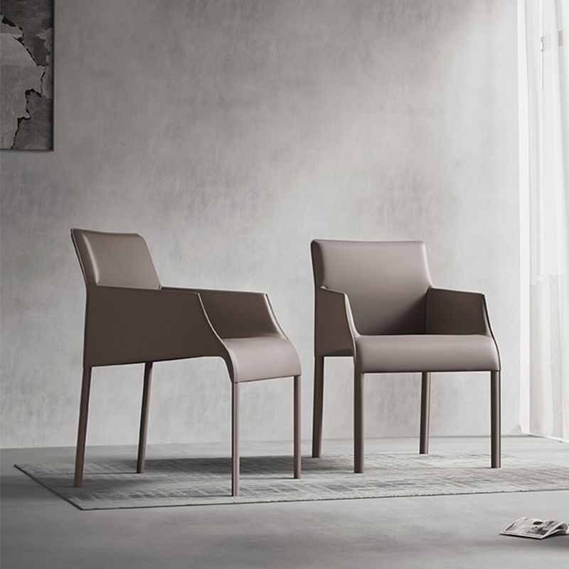 Contemporary Leather Dining Chair Parsons Chair in Matte Finish Indoor