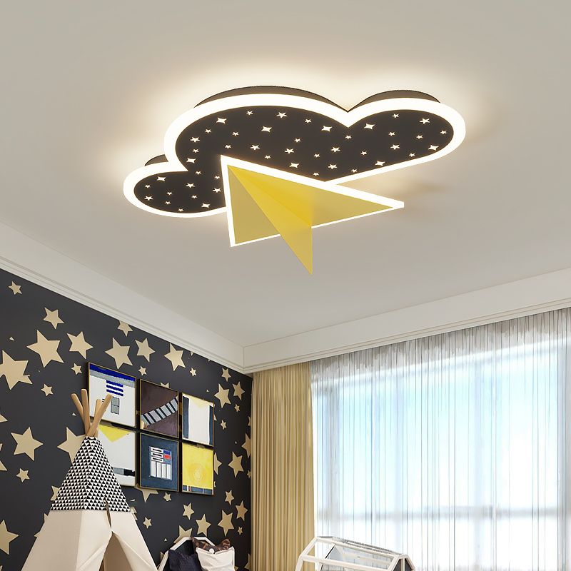 Cloud Shape LED Ceiling Lamp Kids Style Iron 2 Lights Flush Mount for Bedroom