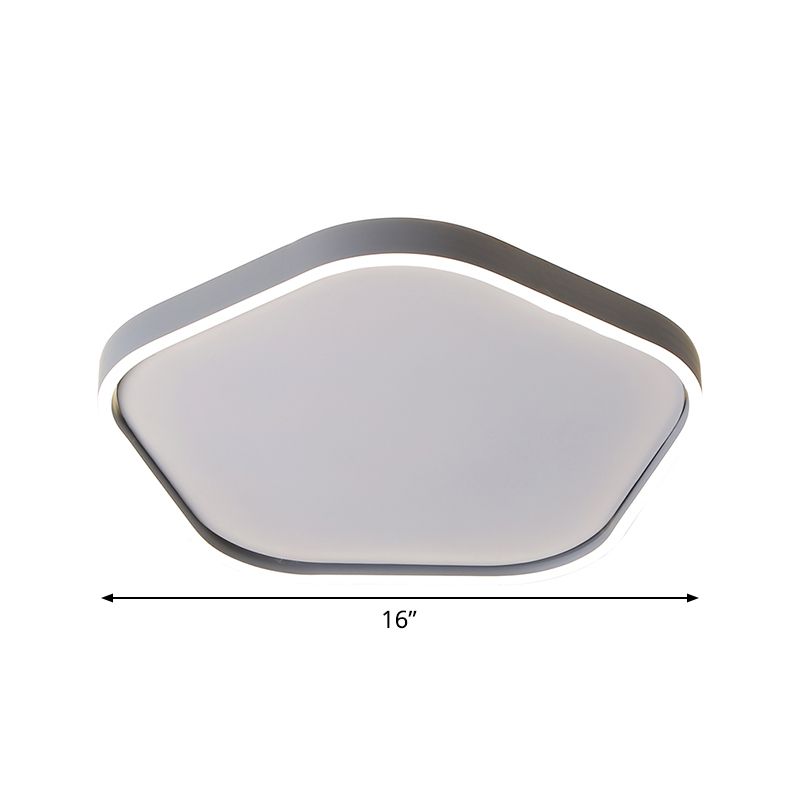 Minimalism Pentagon Ceiling Mounted Fixture Acrylic 16"/19.5" Width LED Bedroom Flushmount Light in Grey, White/Warm Light