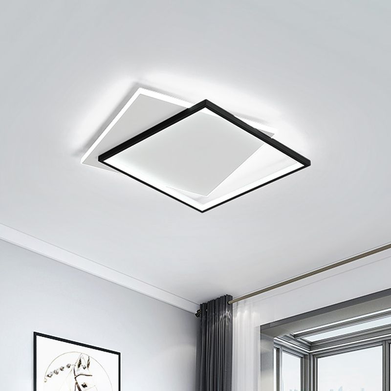 Iluminación de techo LED negra acrílica Simplicity de montaje empotrado doble redondo/cuadrado/rectangular en luz cálida/blanca
