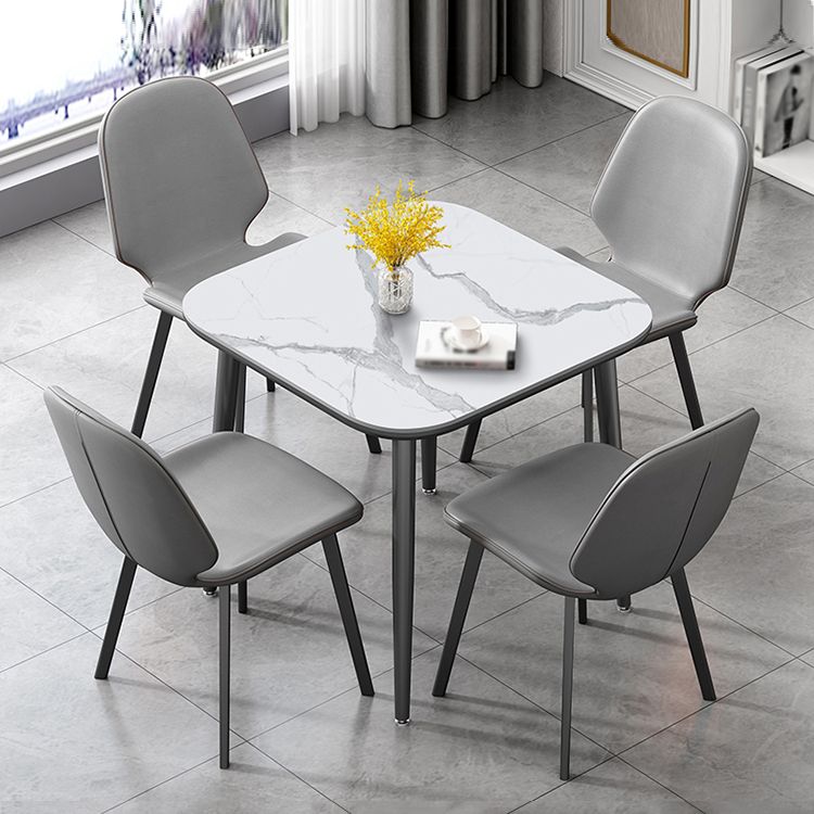 31.5-inch Metal Industrial Dining Table Sintered Stone Top Table with 4 Legs