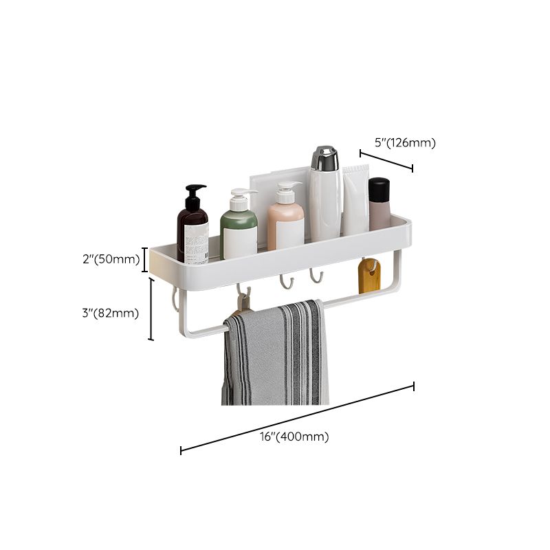 Contemporary Bathroom Accessory Set Metal Bath Shelf in White