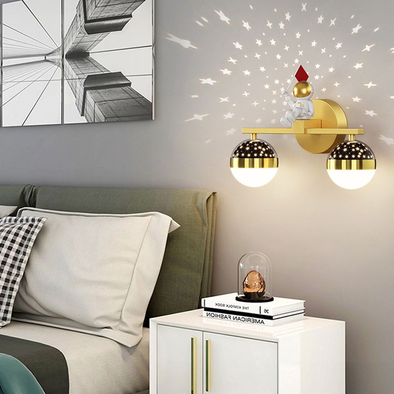Geometry Shape Wall Lights Kids Style Metal 2 Light Wall Mount Lights