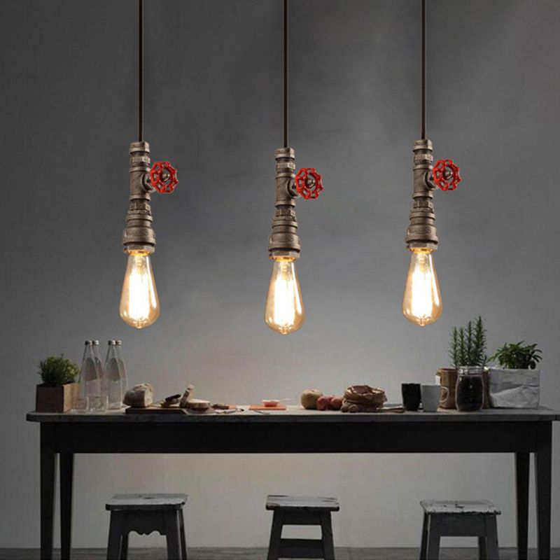 Industrial Exposed Bulb Multi-Pendant Chandelier Metal Chandelier Lights