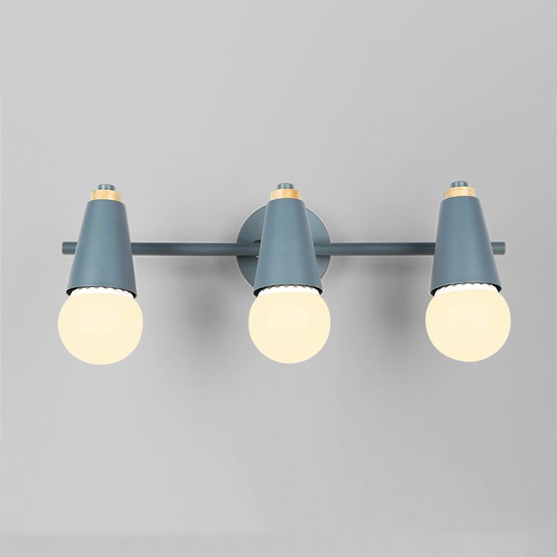 Modern Wood Wall Sconce Geometric Shape Wall Light with Metal Shade for Bedroom