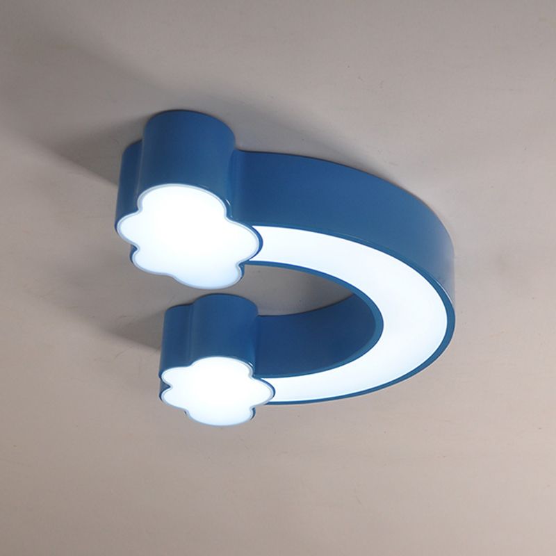 Cartoon Rainbow LED Flushmount Lighting Children Acrylic Yellow/Blue Ceiling Light Fixture in Warm/White Light