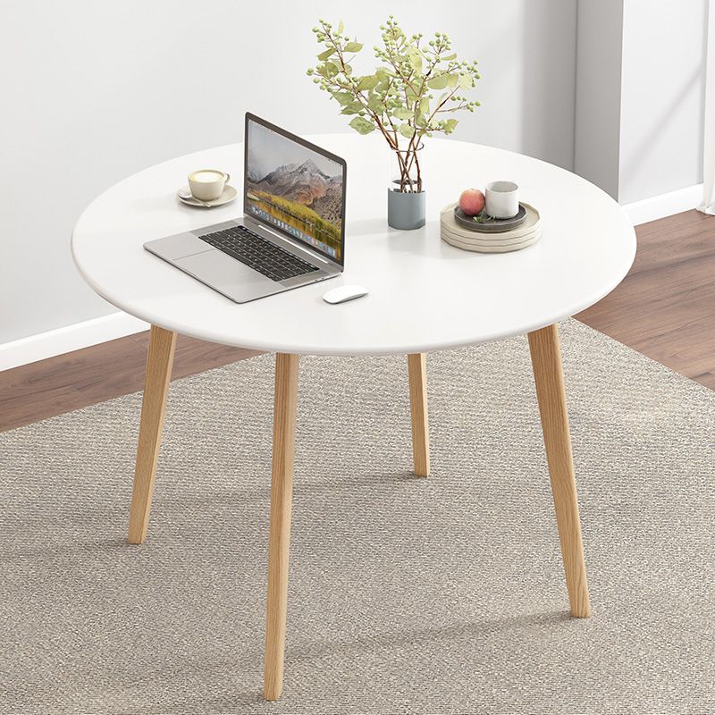 Round Solid Wood Two-Color Dining Table Simplicity 4 Legs Table for Dining Room