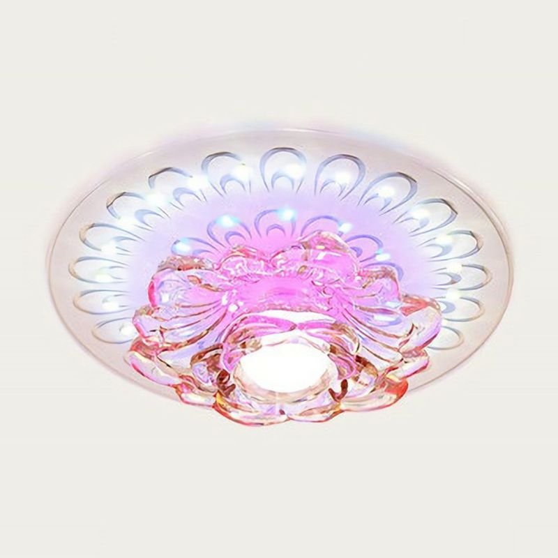 Contemporary Floral Flush Ceiling Light Crystal Corridor LED Flush Mount Lighting-Leuchte in Weiß