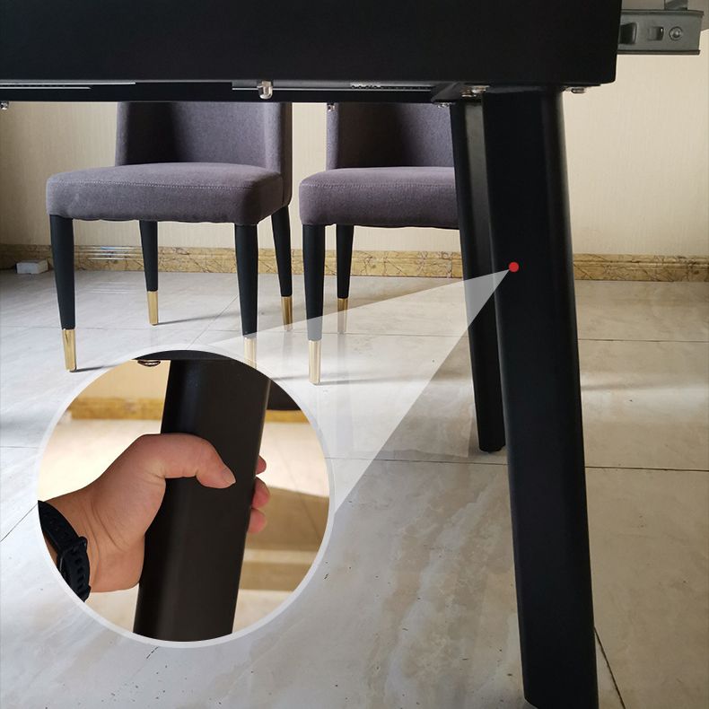 Modern Folding Dining Room Set Rectangle Sintered Stone with 4 Legs Base Formal Kitchen Table Set