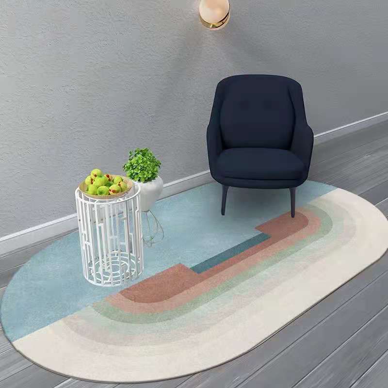 Light Green Color Block Rug Polyester Nordic Indoor Rug Washable Rug for Home Decor