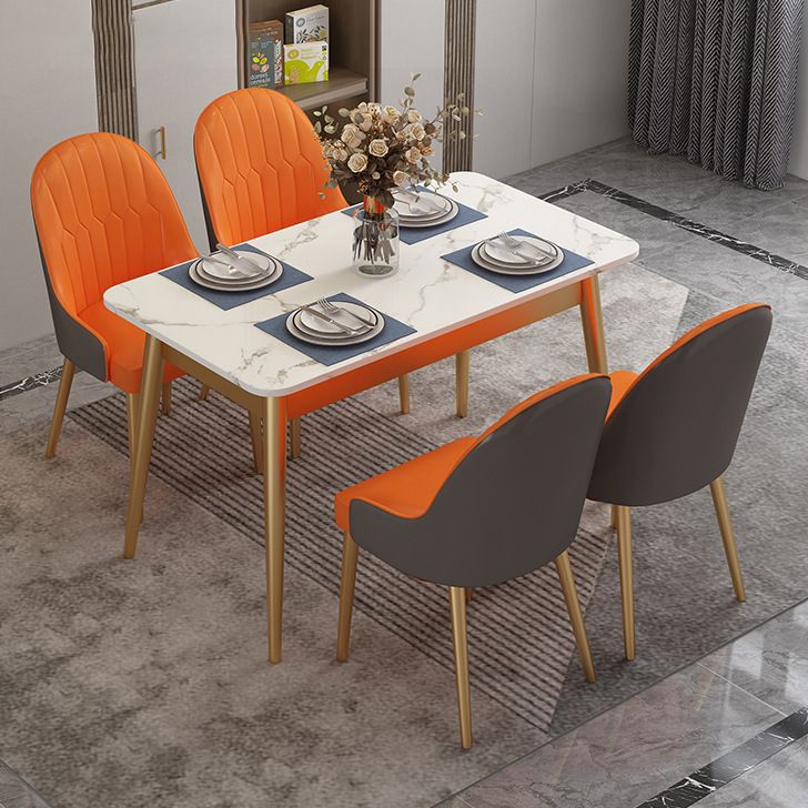 Dining Room Sets Scandinavian Metal Base Formal Rectangle Dining Table Set for Home