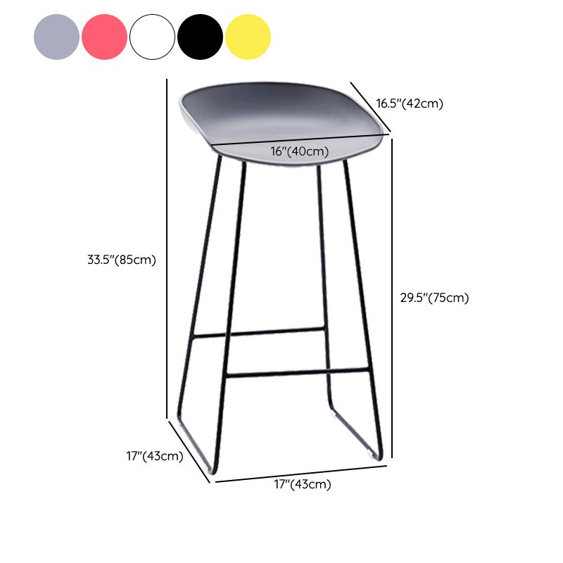 Contemporary Plastic Armless Bar Stool Low Back Bar Height Stool with Metal Frame