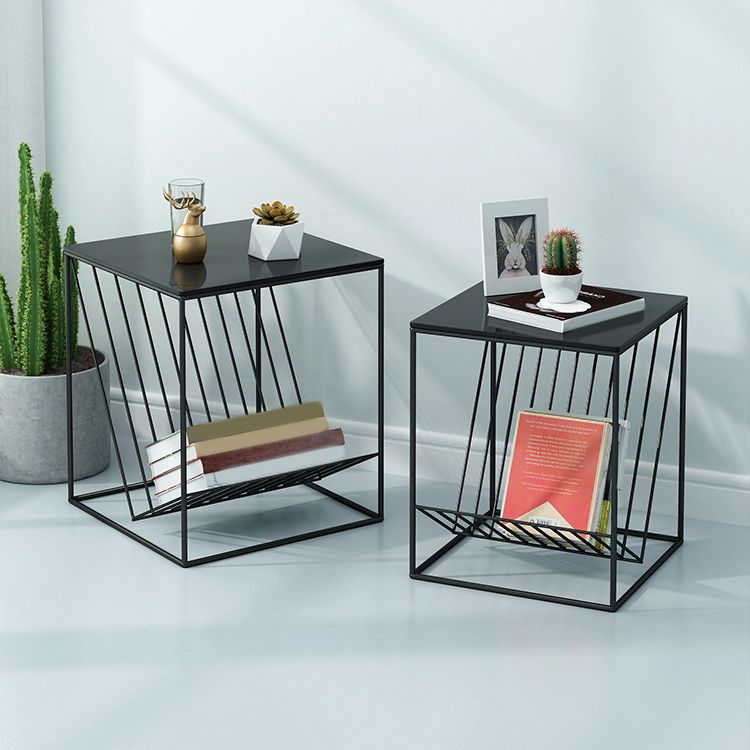 Modern Frame Coffee Table Glass Top Coffee Cocktail Table for Living Room