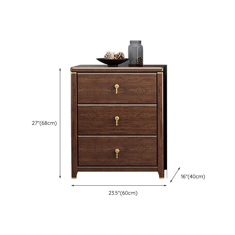 Glam Walnut Wood Storage Chest Bedroom Chest in Brown with Drawers