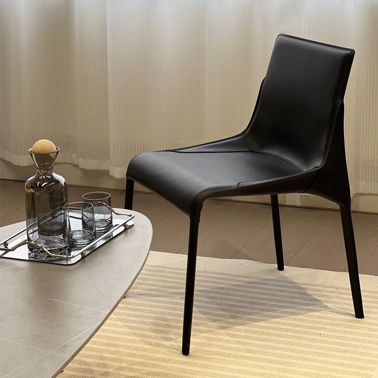 Modern Style Dining Chair Leather Solid Back Side Chair for Dining Room