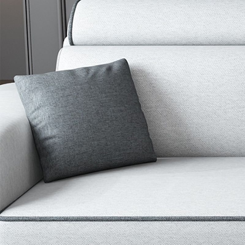 Contemporary Sofa Grey L-Shape High Back Square Arm Sectional with Storage