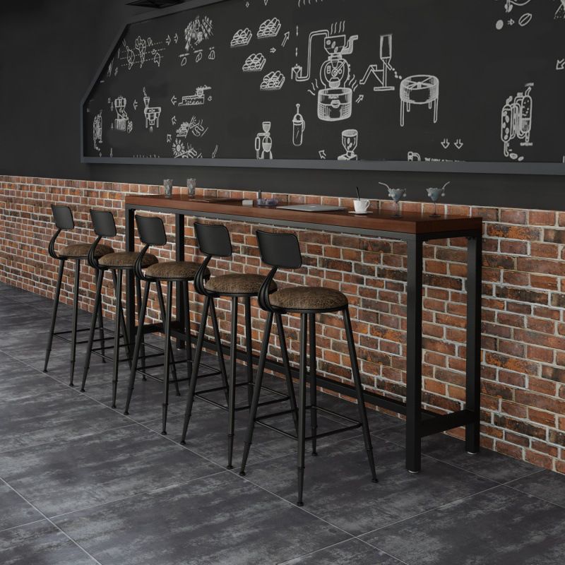 Industrial Bar Table Set 1/6/11 Pieces Solid Wood Counter Table with Upholstered Stools