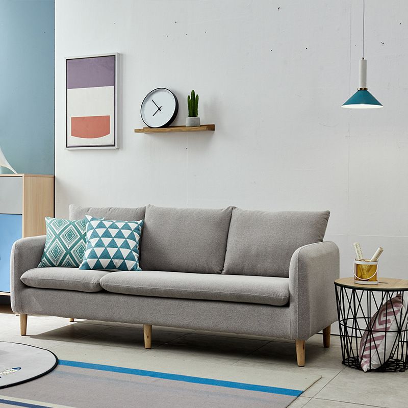 3-seater Standard Modern Wood Legs Sofa Cushions Square Arm Sofa