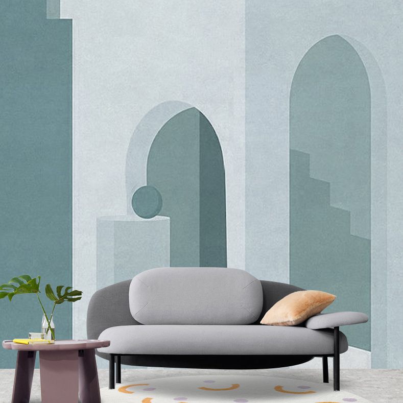 Contemporary Geometric Rug Green Polyester Indoor Carpet Washable Area Rug for Home Decor