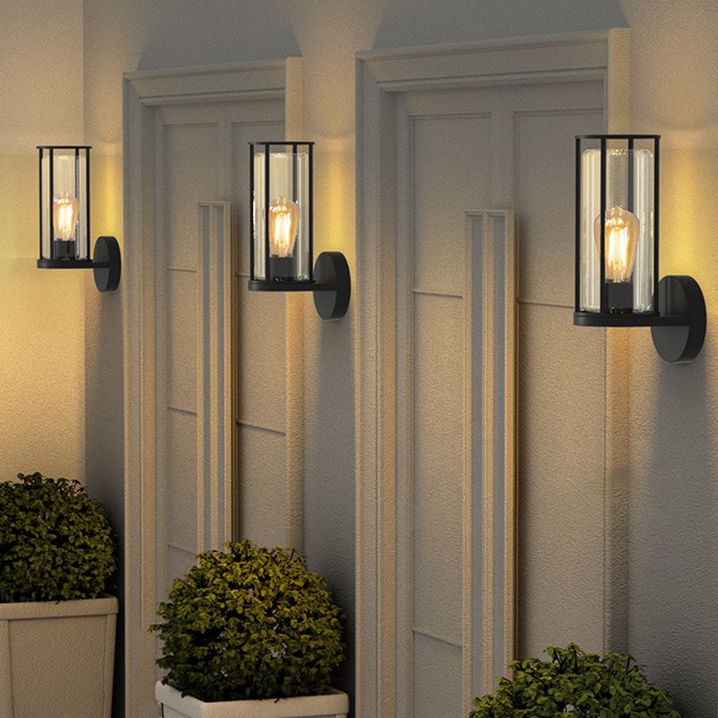 Black Wall Sconce Contemporary Sconce Light Fixture for Courtyard