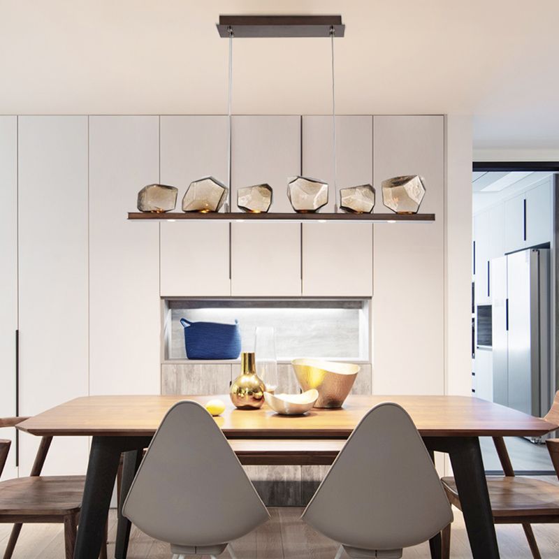 Contemporary Style Geometry Island Lights Clear Glass 6 Light Island Pendant Lights