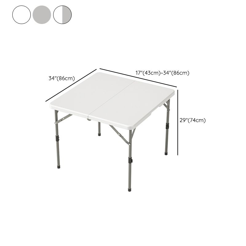 Modern Dining Table Square Plastic Top with 4 Metal Legs for Living Room