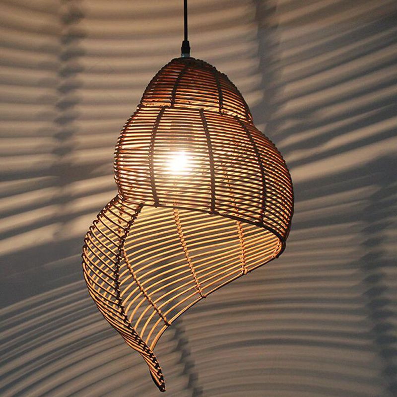 Bamboo Asia Pendant Light 1-Light Hanging Ceiling Light for Dining Room
