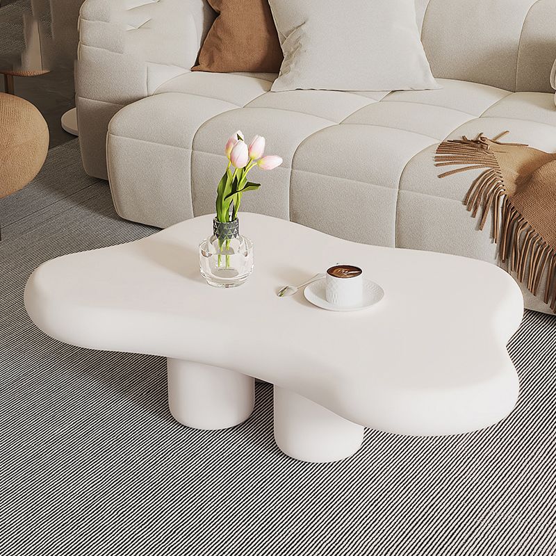 No Distressing 1 Coffee Table 2 Legs White Wood Single Coffee Table