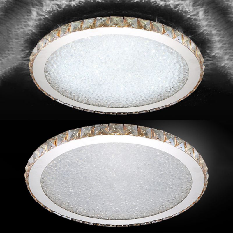 Modern Minimalist Crystal Flush Mount Ceiling Lamp Round Shape LED Flush Mount Lighting for Bedroom