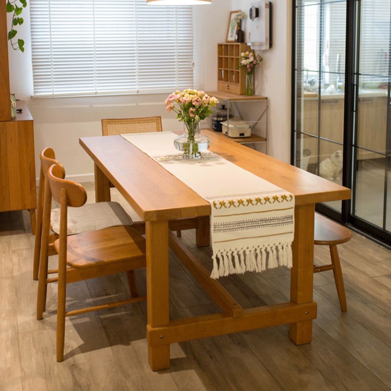 Rectangle Solid Wood Dining Table Modern Trestle Base Dining Table